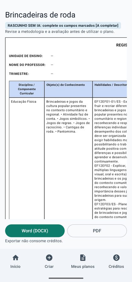 Plano de aula de Educação Física pronto no modelo da rede